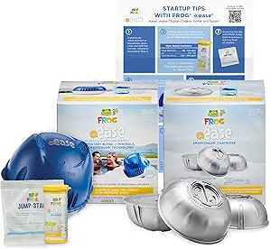 FROG @Ease Floating Sanitizing System + Replacement SmartChlor Cartridge 3-Pack Plus Free Hot Tub Care Guide, Self-Regulating Hot Tub Sanitizer Bundle