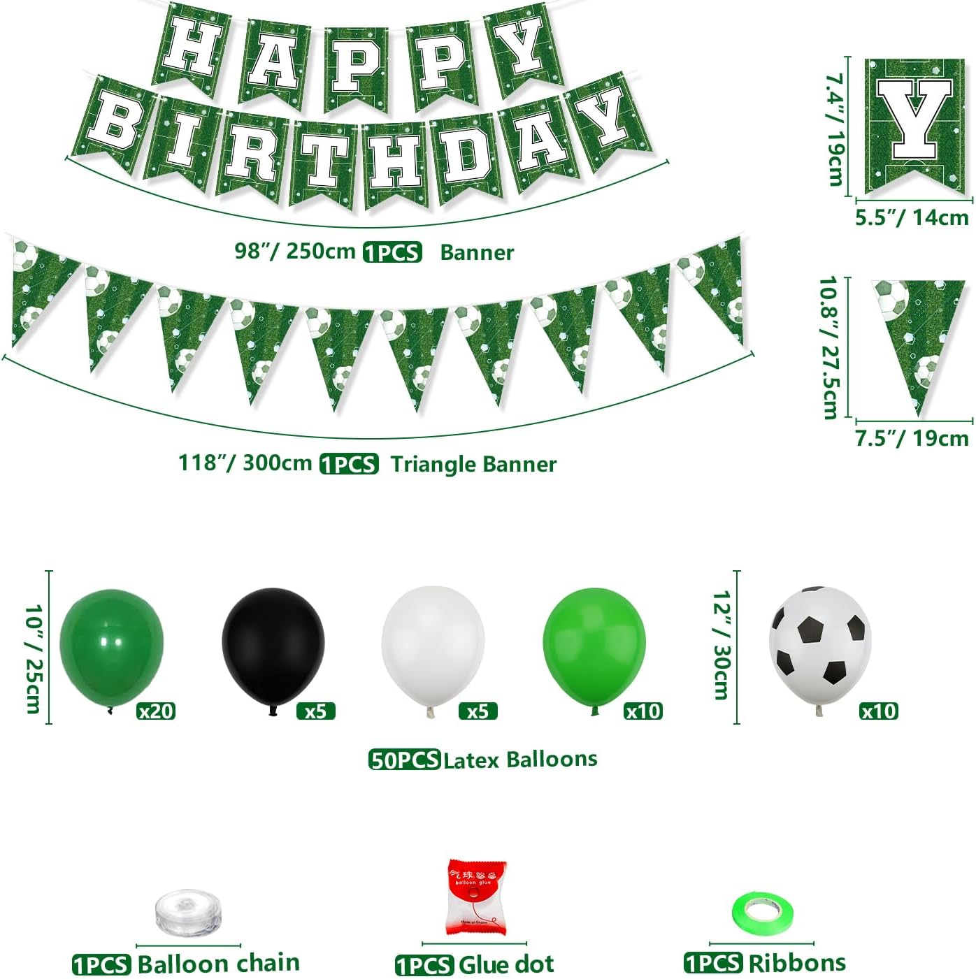 229 Pack Soccer Party Supplies Soccer Party Decorations Boys Sports Theme Birthday Decor Soccer Theme Tableware Set - Soccer Plates, Balloons, Banners, Ball Theme Tablecloth, Cups, Napkins Serves 20 - Image 7