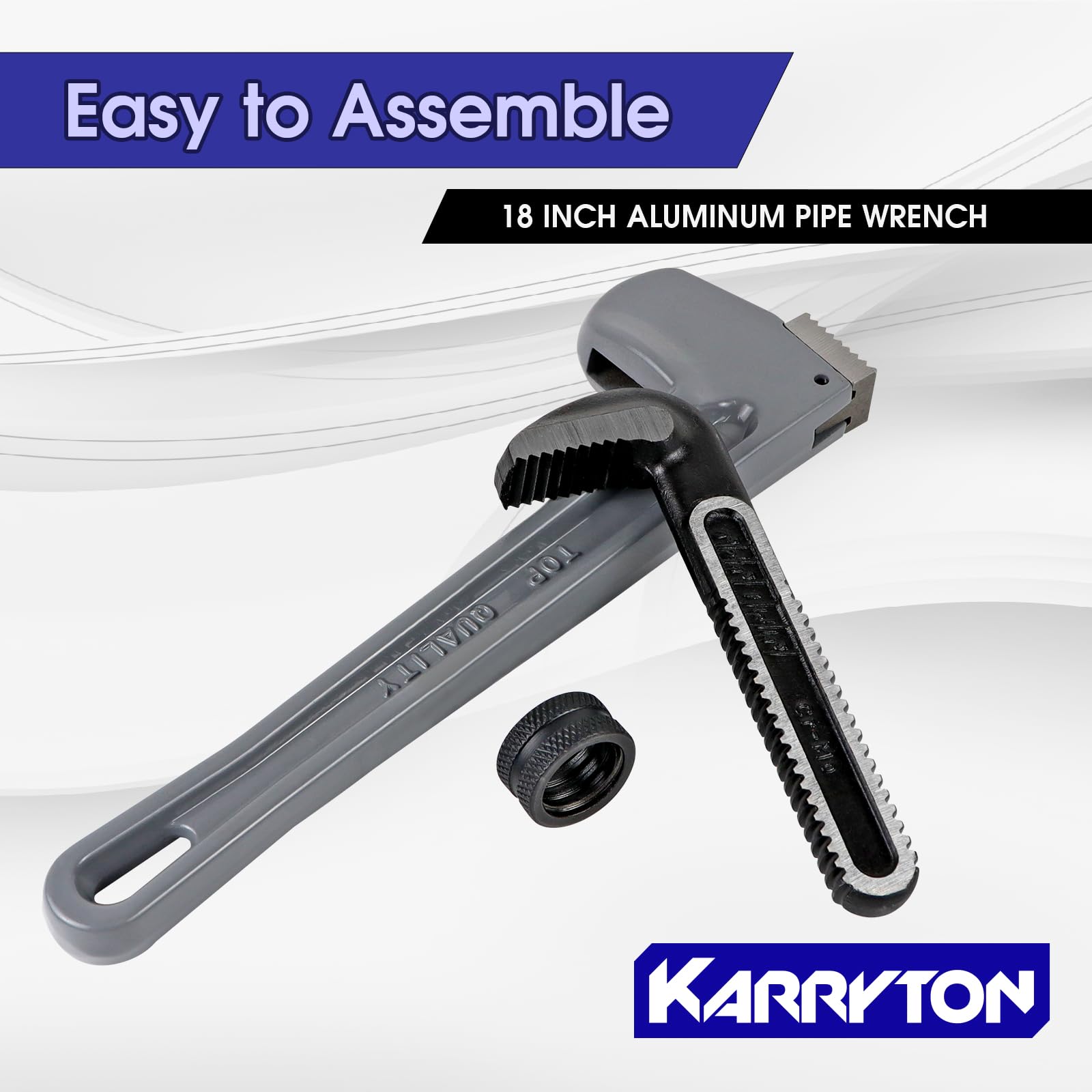 Llave de tubo de aluminio de 45,7 cm, 83 mm, apertura de mandíbula Cr-Mo ajustable, llaves de fontanería de mango recto de aluminio resistente, herramienta perfecta para fontaneros supera el