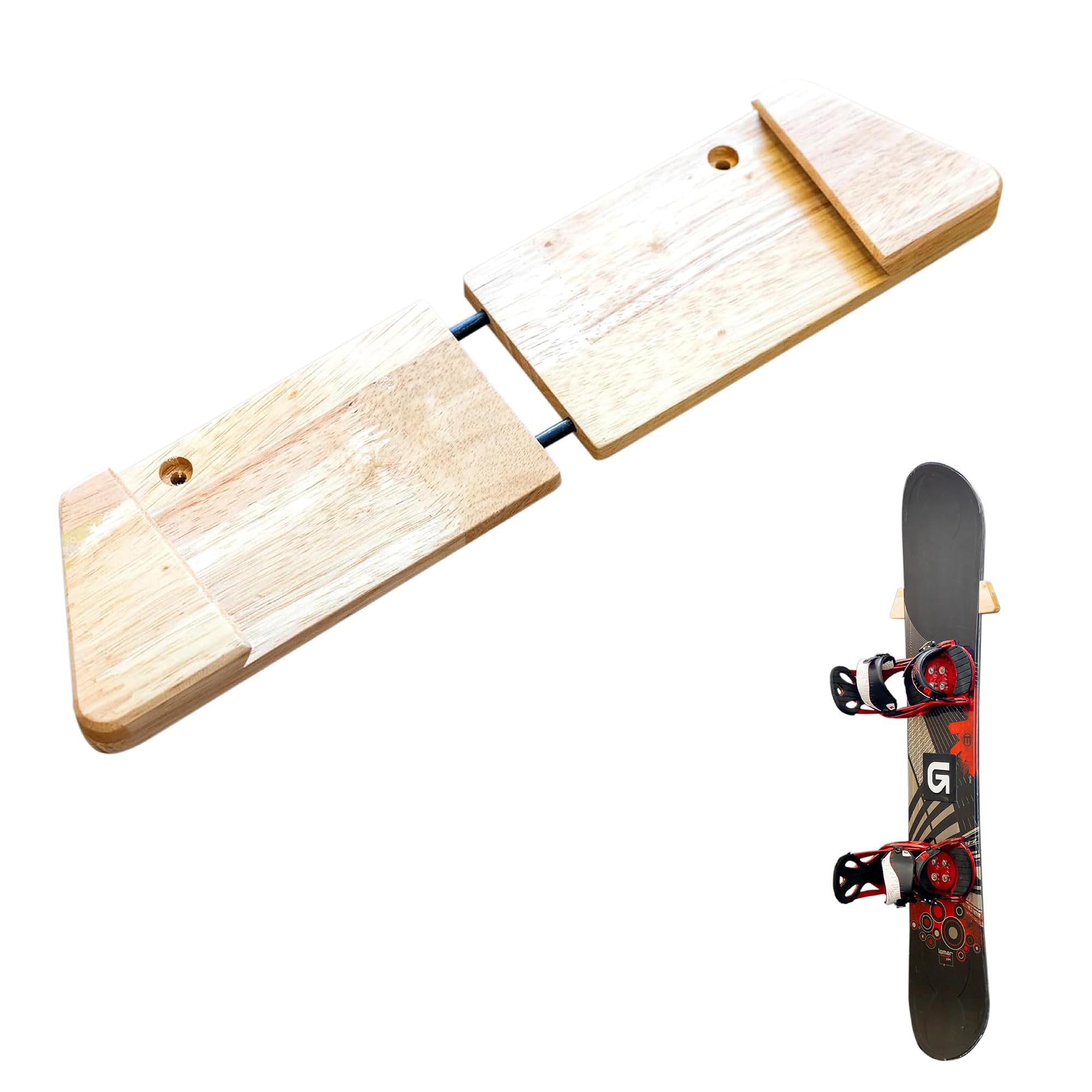 StoreYourBoard Minimalistischer Holz-Snowboardständer, Wandhalterung, Aufbewahrungsdisplay, verstellbare Größe, Massivholz, hält 13,6 kg