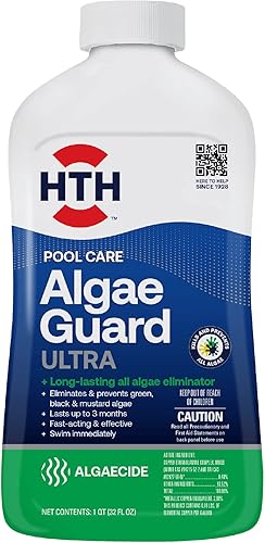 HTH 67089 Pool Care Algae Guard Ultra, químico para piscina, fórmula de larga duración, 32 onzas líquidas