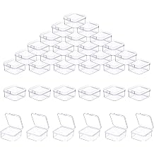 Pack of 50 Storage Boxes with Lids Small, 3.5 x 3.5 x 1.8 cm Rectangular Empty Mini Storage Box, Small Clear Plastic Beads Storage Container Box for Craft Accessories