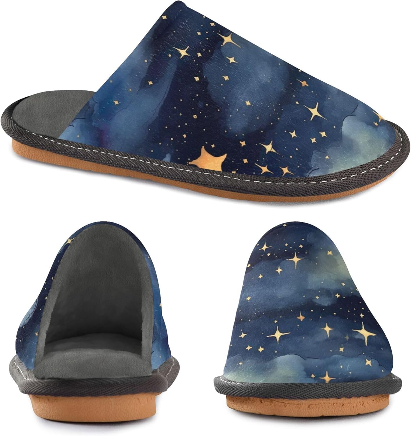 Nebula Star House Slippers – Cozy Fuzzy Slippers for Guests, Washable & Disposable, Perfect for Shoeless Home, Spa & Hotel Use A111107
