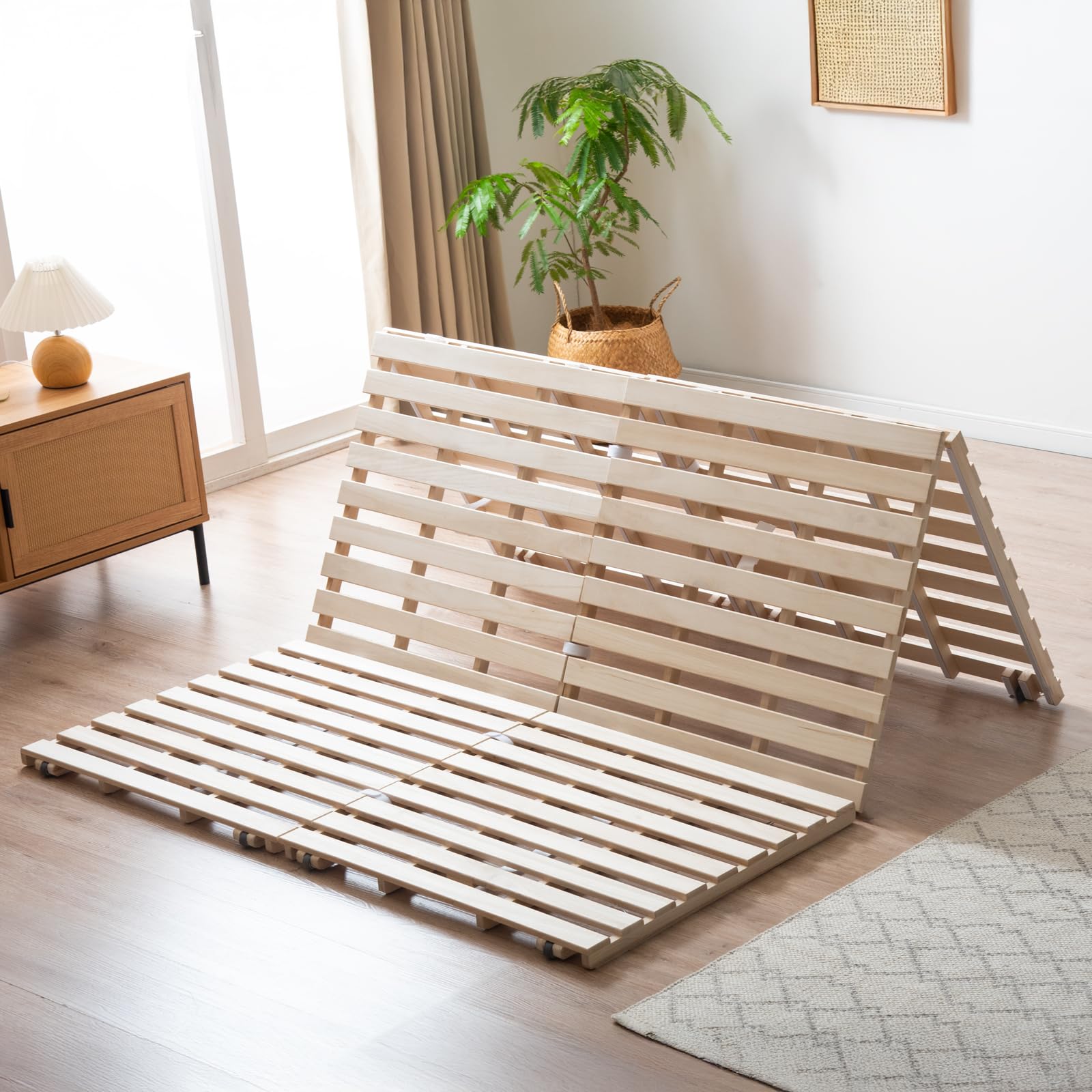 【新品】タンスのゲン すのこ ベッド ダブル 折りたたみ 二つ折りタイプ Amazon｜タンスのゲン ベッド ダブル すのこ【布団干しラクラク