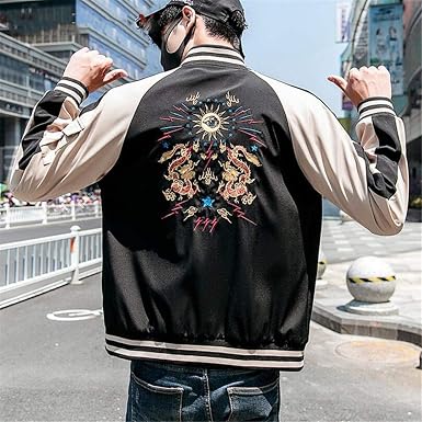 RYSLJJWCZ Style Men Jacket Coat Dragon 