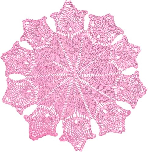 Vista 10 de BIBITIME Manteles individuales de encaje redondos hechos a mano con diseño de flores de ganchillo para cocina
