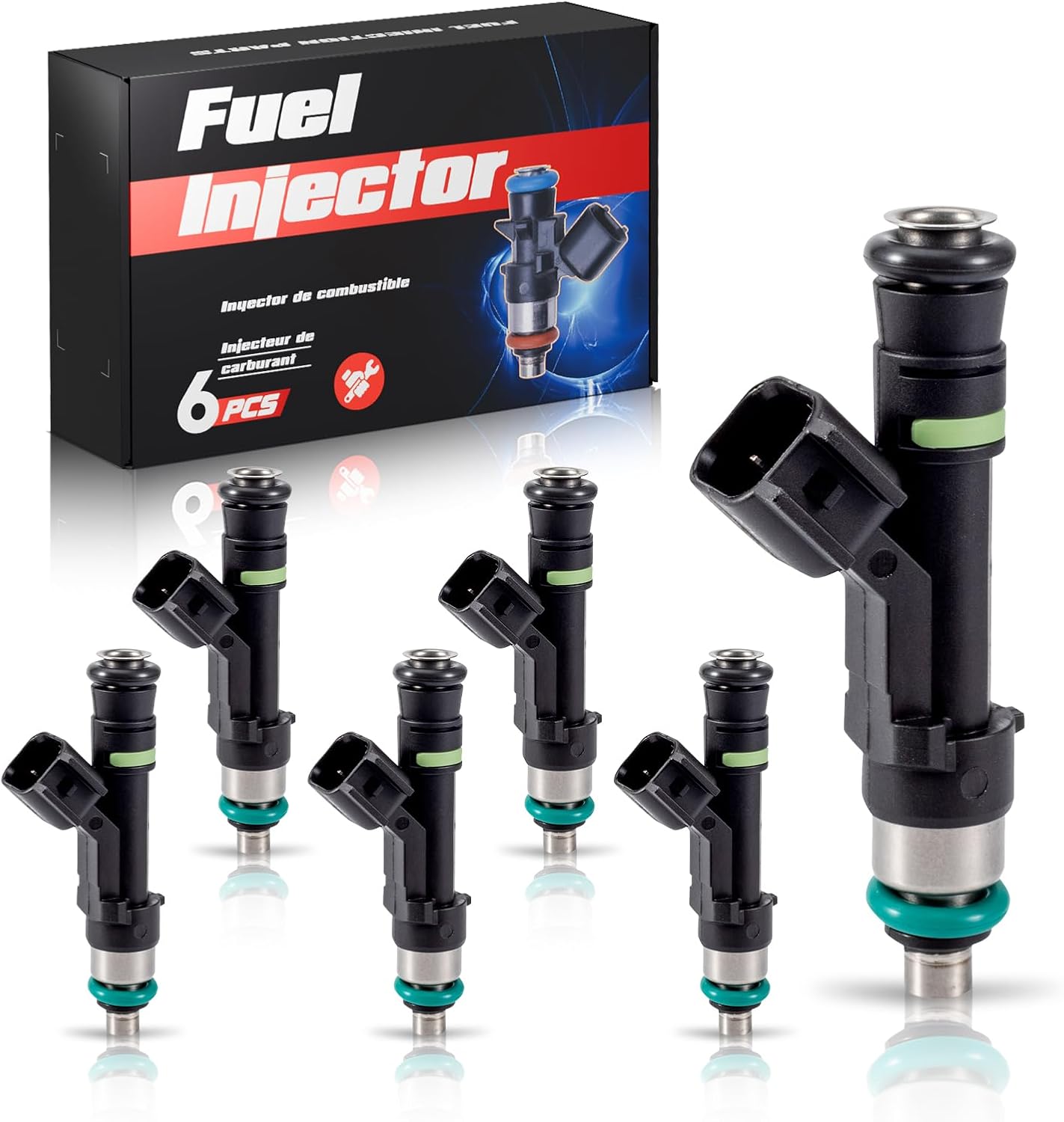 ENA Fuel Injector for FJ996 0280158075 6E5EA5B 6E5Z9F593AA Compatible with Lincoln Mercury Ford Fusion 2006 2007 2008 2009, Zephyr 2006, Milan 06 07 08 09 V6 3.0L, Set of 6