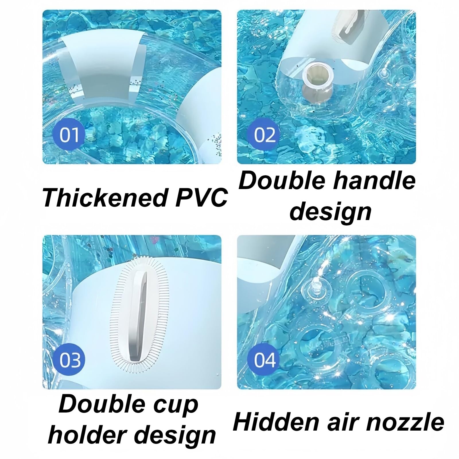 Bouee Piscine Adulte, Fauteuil Gonflable Piscine | Avec Poignée et Porte-gobelet, Forme en U, Idéal pour les Fêtes Aquatiques