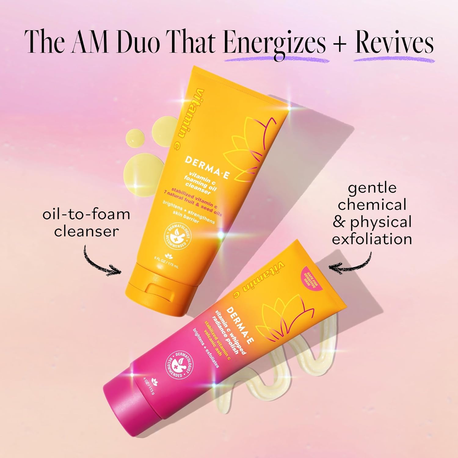 DERMA E Face Exfoliator, Vitamin C Whipped Radiance Polish, 4 Oz, Stabilized Vitamin C & Dual-Action Exfoliation to Help Brighten, Exfoliate & Protect Skin Barrier, Gentle Skin Care - Image 5