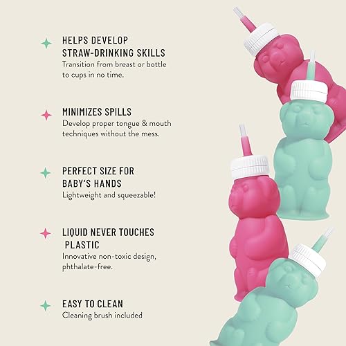 Miniatura 8 de Legendairy Milk Honey Bear - Vaso con popote de silicona para bebés (verde), 8 onzas, apto para lavavajillas, silicona de grado alimenticio, taza