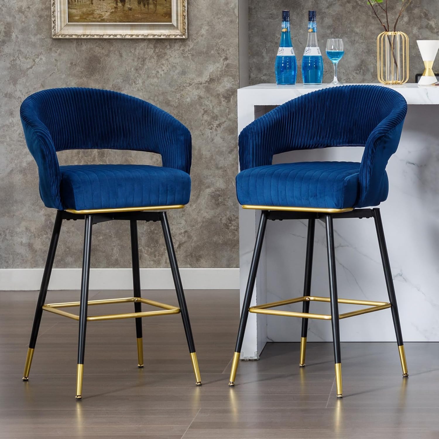 Swivel Bar Stools 40" Bar Stool with Arms Upholstered Counter Stools Pub Barstools,Green(Green)