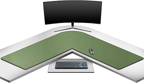 Mydours Almohadilla de Escritorio en Forma de L, 54" L x 54" L x 16" A Mega Cuero PU Esquinera para Teclado de Computadora Alfombrilla de Escritorio