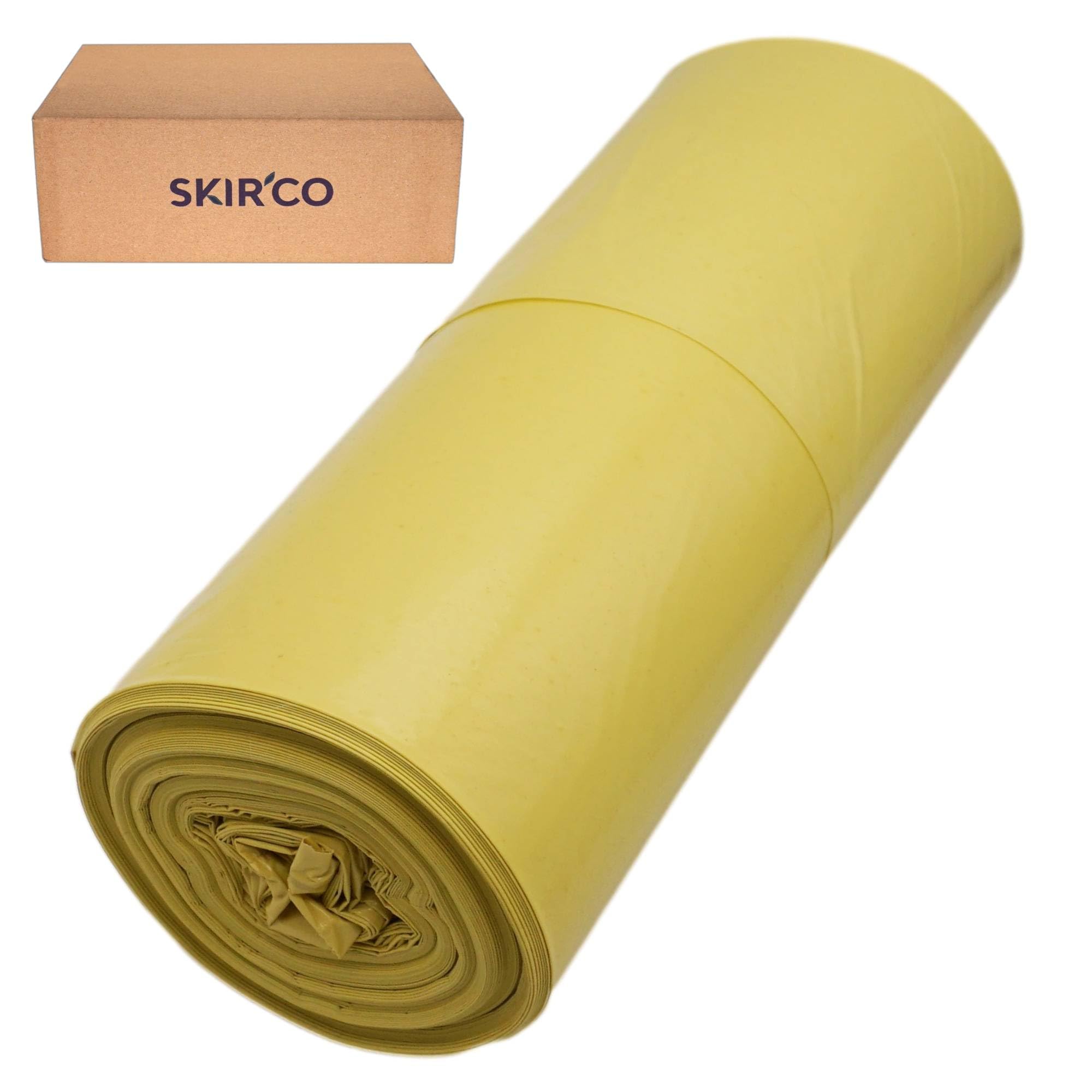 SKIR'CO 120 bolsas de basura de 160 litros, bolsas de basura amarillas, 90 x 110 cm, bolsas de basura de color amarillo