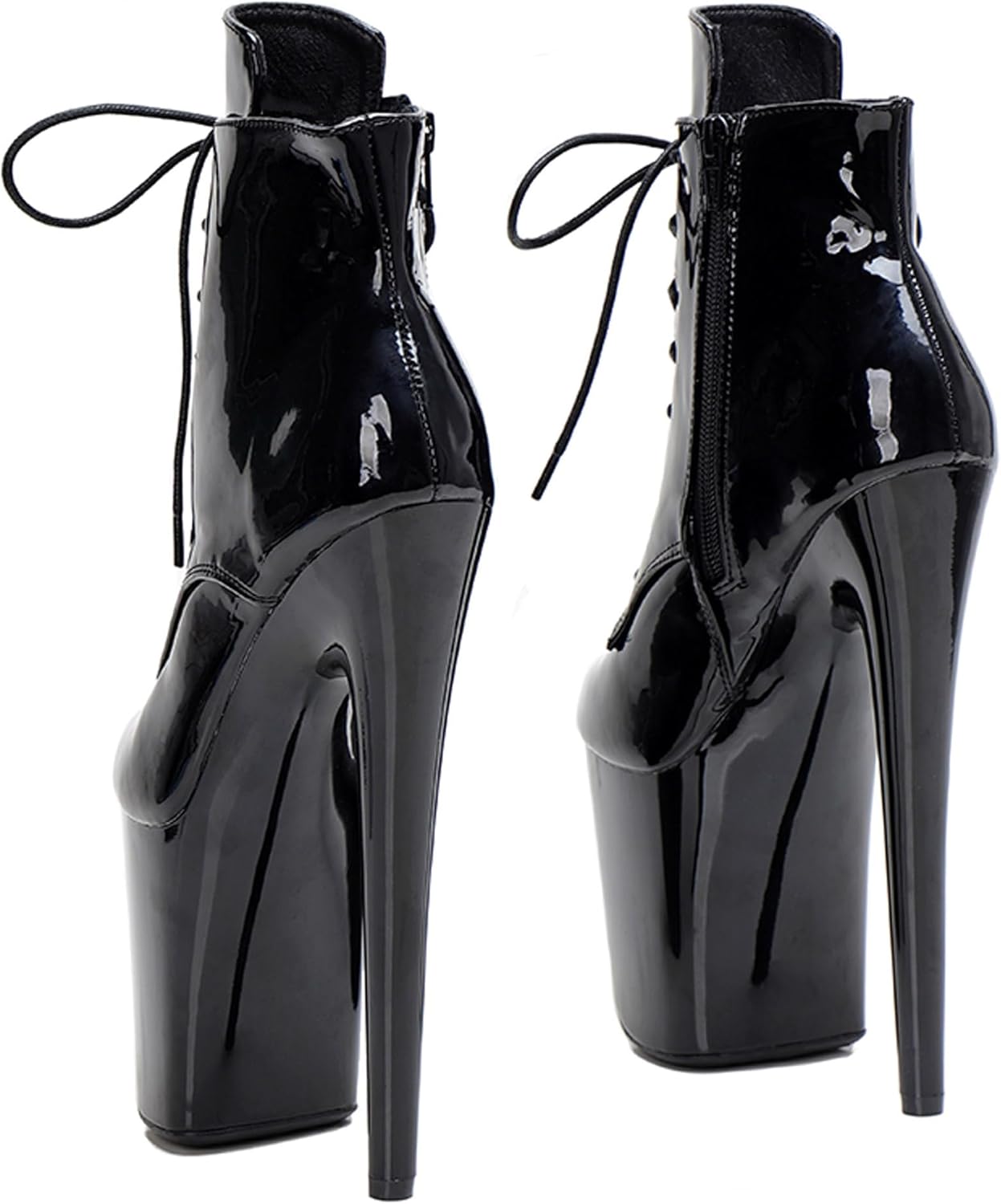 WUXIN H&P Women 8 Inch Exotic High Heel Platform Stiletto Lace-up Pole Dancing Ankle Boots Shoes
