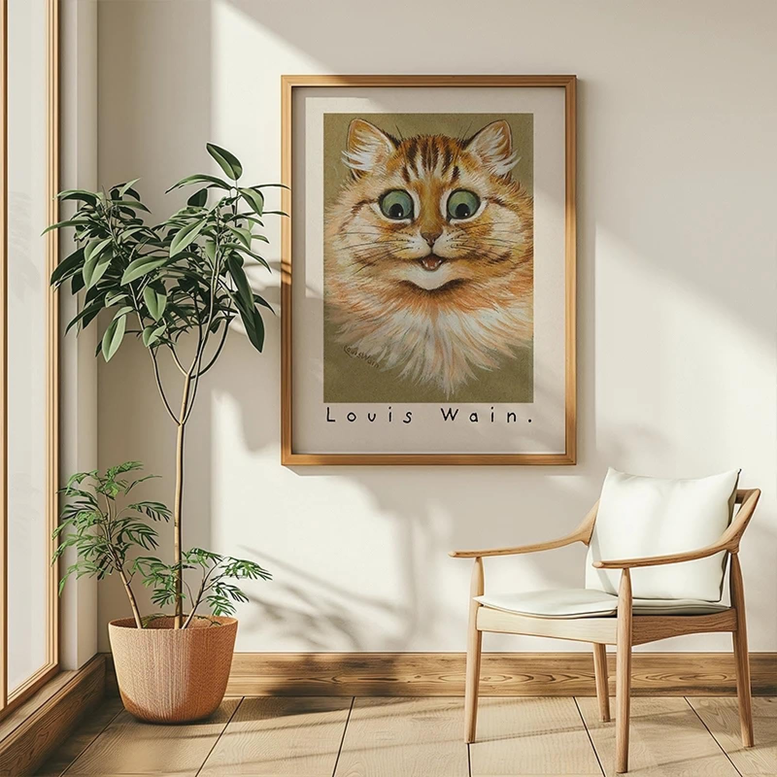 lianyibo Imbirowy kot wino słodki dom kot plakat retro śmieszne zwierzę płótno farba sztuka ścienna do pokoju dziecięcego akademika dekoracja domu mural 70 x 100 cm bez ramy