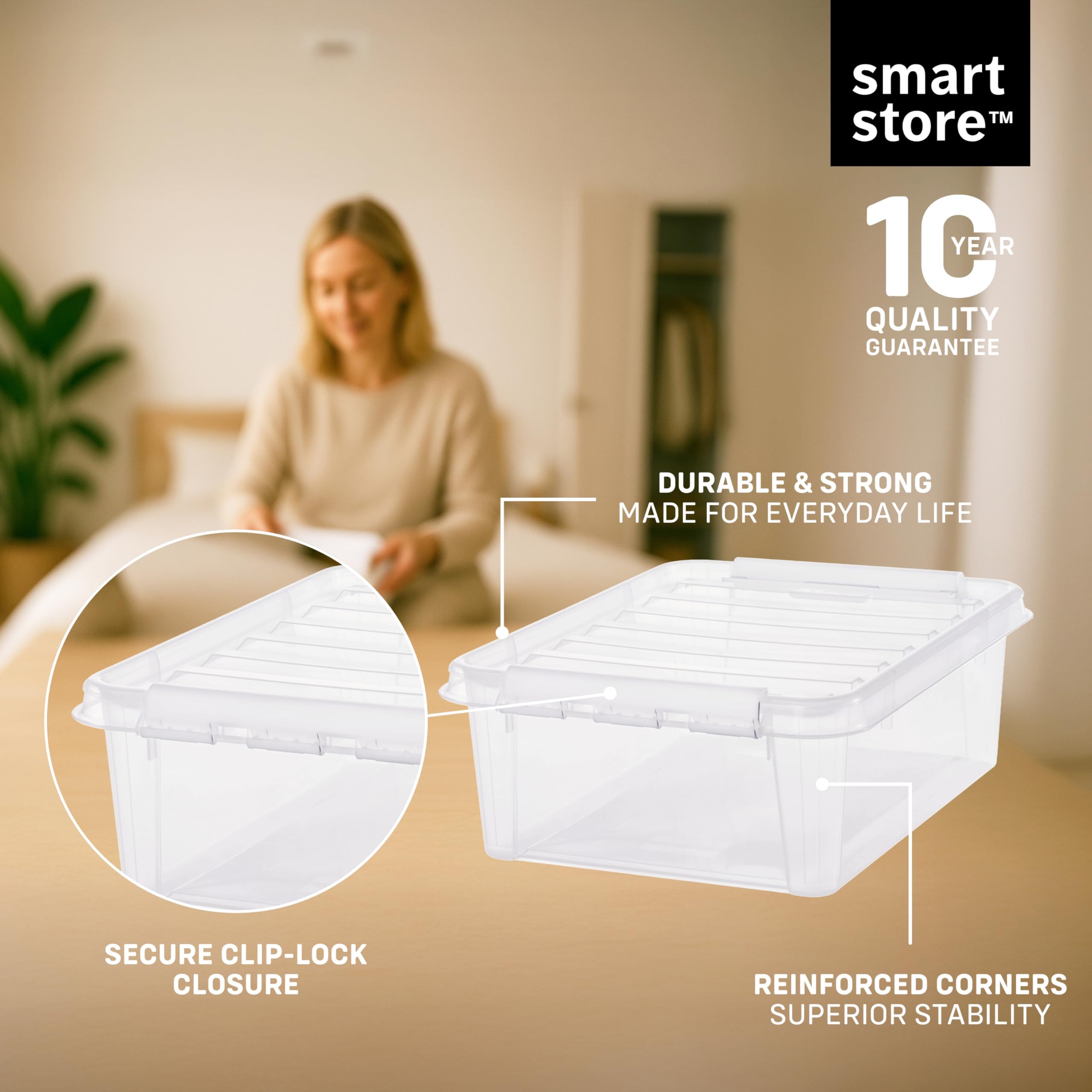 SmartStore Classic 20 L pudełko do przechowywania, średnie, tworzywo sztuczne, przezroczyste, 50 x 39 x 18 cm, 21 l, 7 sztuk