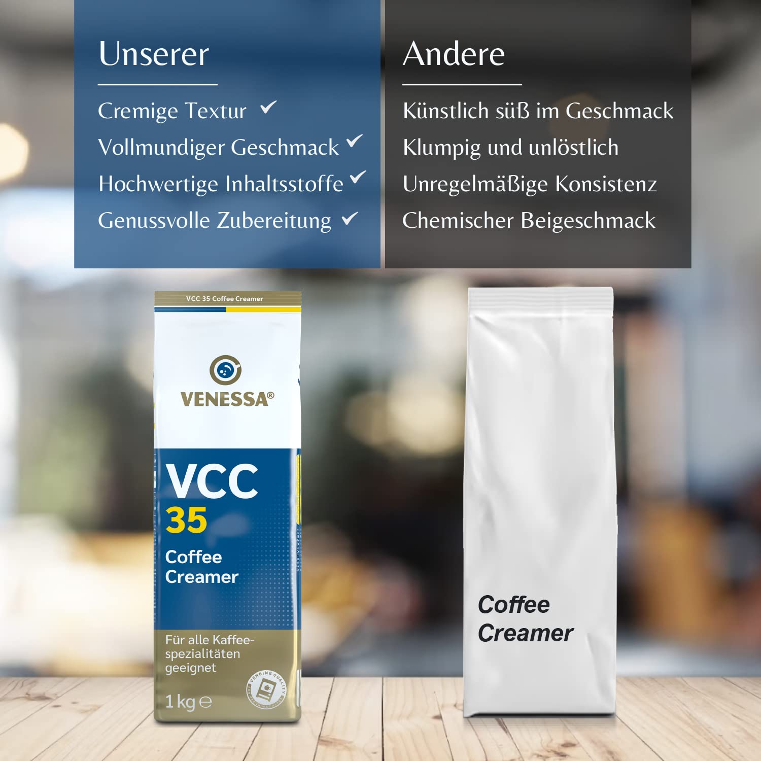 Venessa Coffee Creamer VCC35 - 10 x 1kg Kaffeeweißer, hochwertiger Kaffeeweißer für Vending Automaten, hohe Weißkraft, leicht löslich, Aromaschutzbeutel
