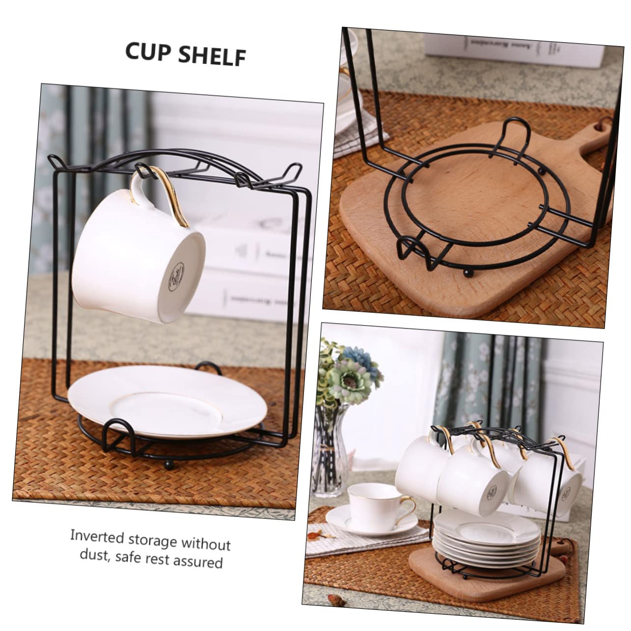 LIFKOME 1Pc Practical Cup Holder Mounted Drying Stand for Cups Black Cup Shelf for Kitchen Storage Multi Purpose Organizer for Home and Office