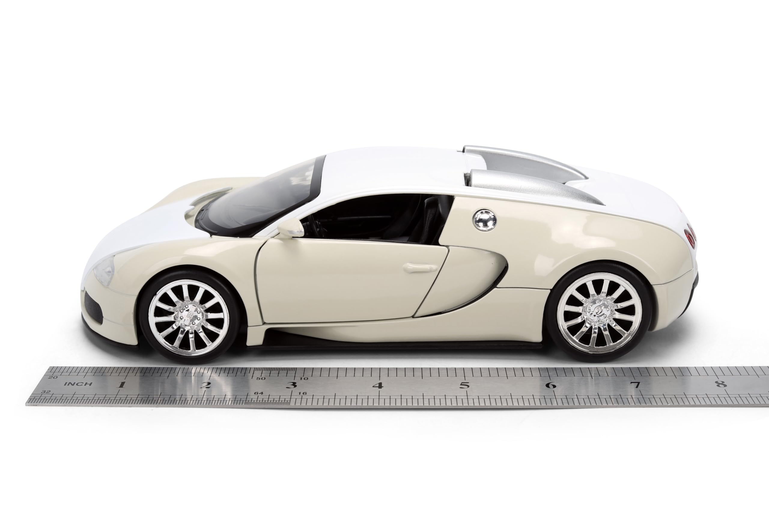 Jada Fast & Furious 2011 Bugatti Veyron - Druckguss-Modellspielzeug im Maßstab 1:24 - Türen zum Öffnen und Haube - für Sammler und Enthusiasten ab 8 Jahren - Weiß