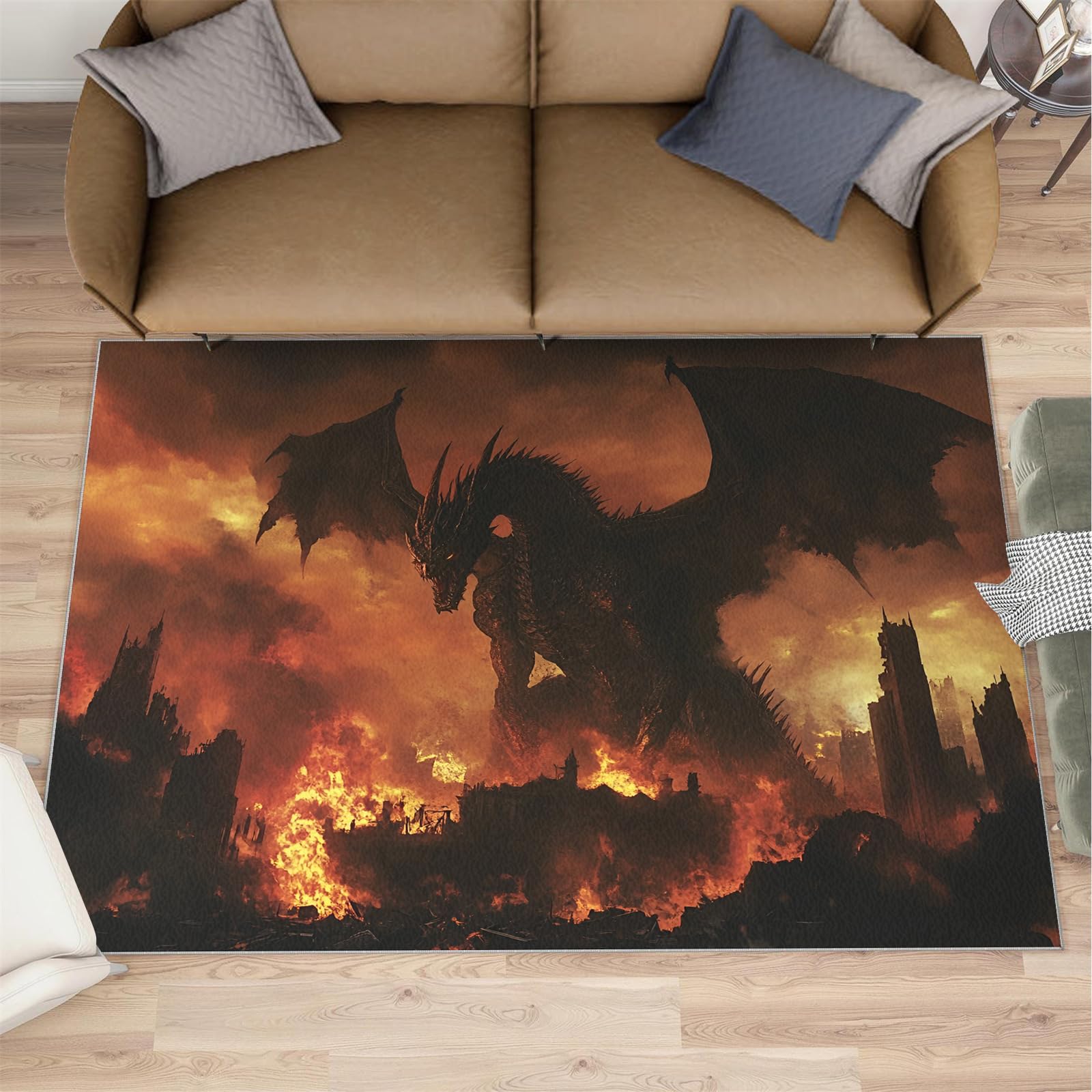 Tapis dragon de chevet antidérapant pour habiller votre coin canapé