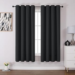 CUCRAF Verdunklungsvorhänge Thermovorhang Kälteschutz 2er Set H175 x B140 cm Gardinen mit Ösen Schwarz Vorhang Blickdicht, Weich und Langlebig Schallschutz Vorhang für Schlafzimmer Wohnzimmer