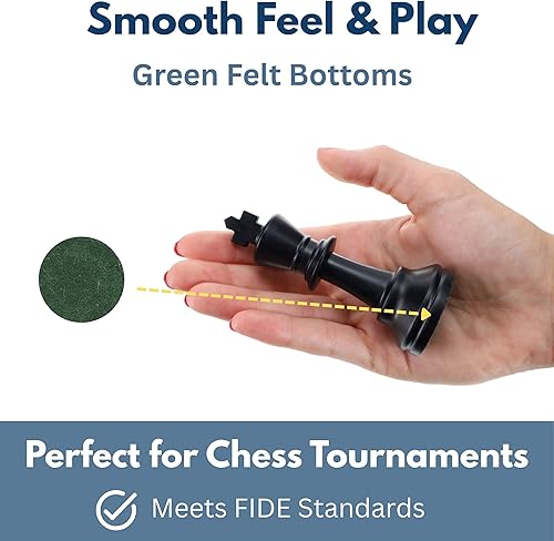 Miniatura 5 de WE Games Piezas de ajedrez de plástico Staunton Tournament en negro y crema - 3.75 in King