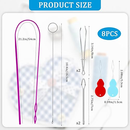 Miniatura 2 de Kit de 8 lazos de costura, pinzas de metal flexibles, herramientas de repuesto con cordón para cinturones de tela, tiras, sudaderas, pantalones