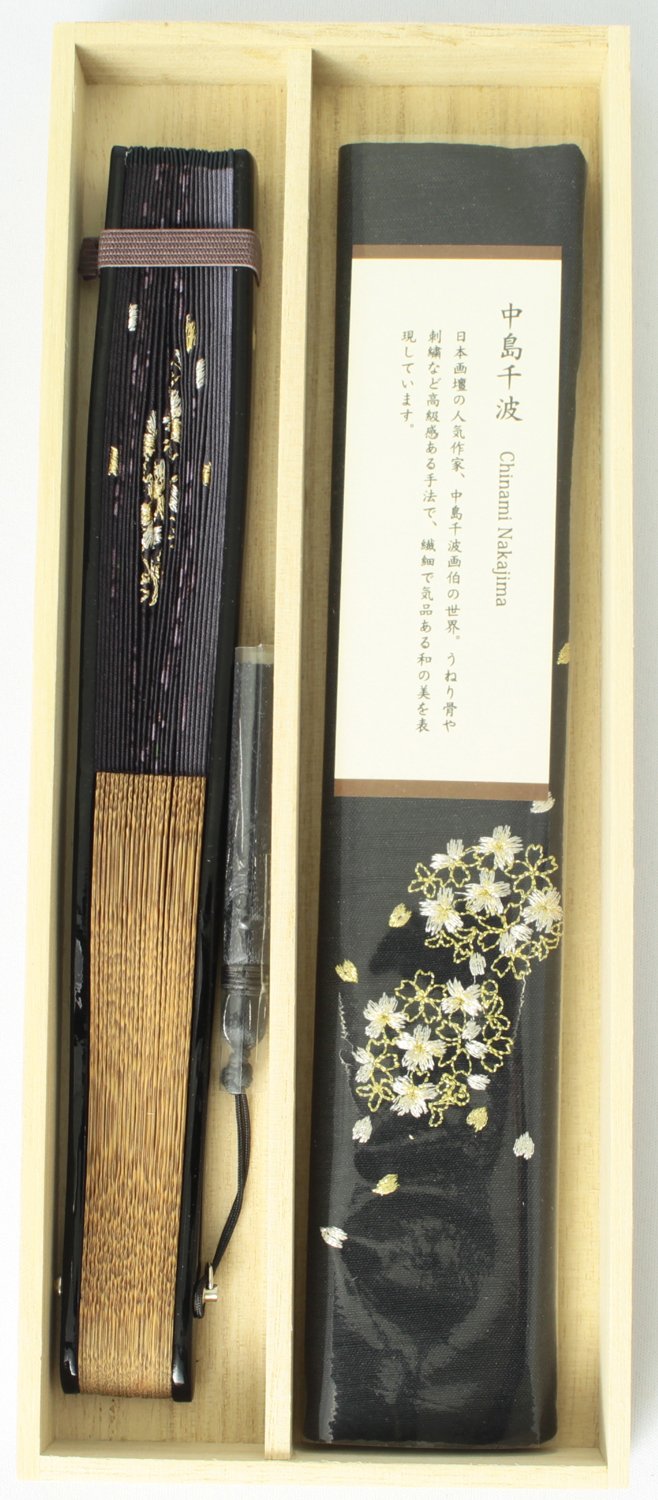 Amazon.co.jp: 扇子 千波桜吹雪セット 扇子袋 桐箱 レディース 女性用