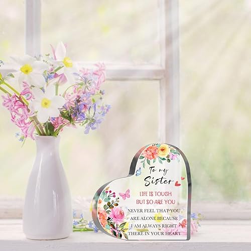 Miniatura 5 de Regalos inspiradores para mujeres, hermana, acrílico, pisapapeles, corazón, regalos inspiradores para mejores hermanas, compañeras de trabajo,