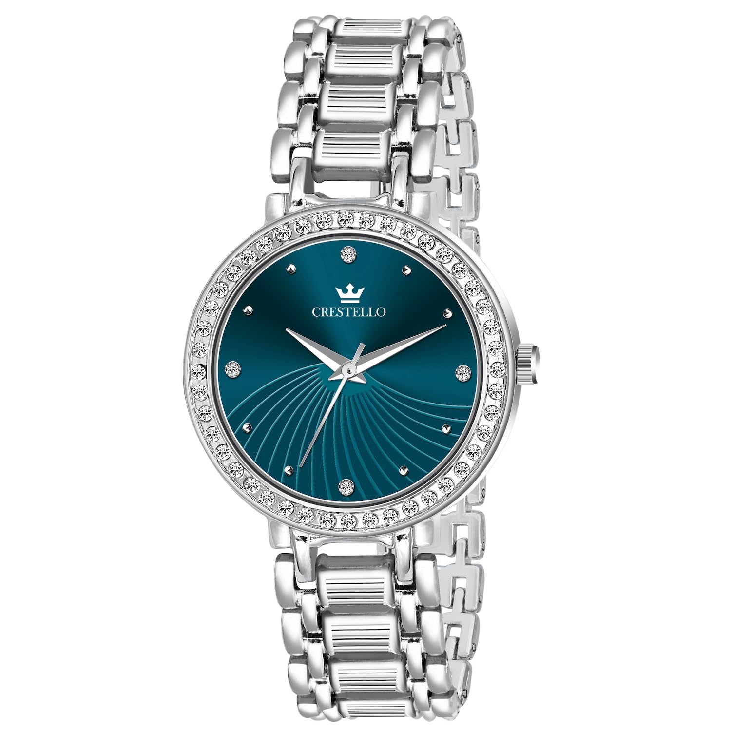 CRESTELLO Silver Plated Bracelet Analog Wrist Watch for Women (Blue Dial) | CR-DZL149-BLU (B0D7QHQNRM) Amazon Price History, Amazon Price Tracker