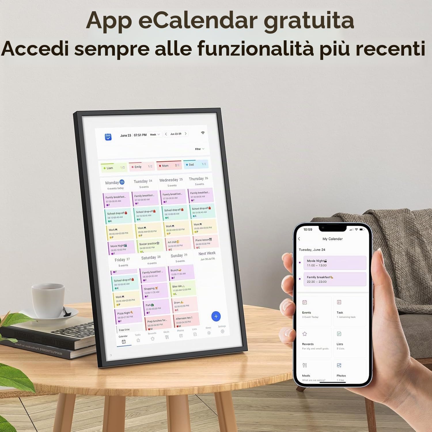 Calendario Digitale Intelligente 10,1 Pollici, Pianificatore di Famiglia Touchscreen HD, Calendario Elettronico Interattivo Domestico