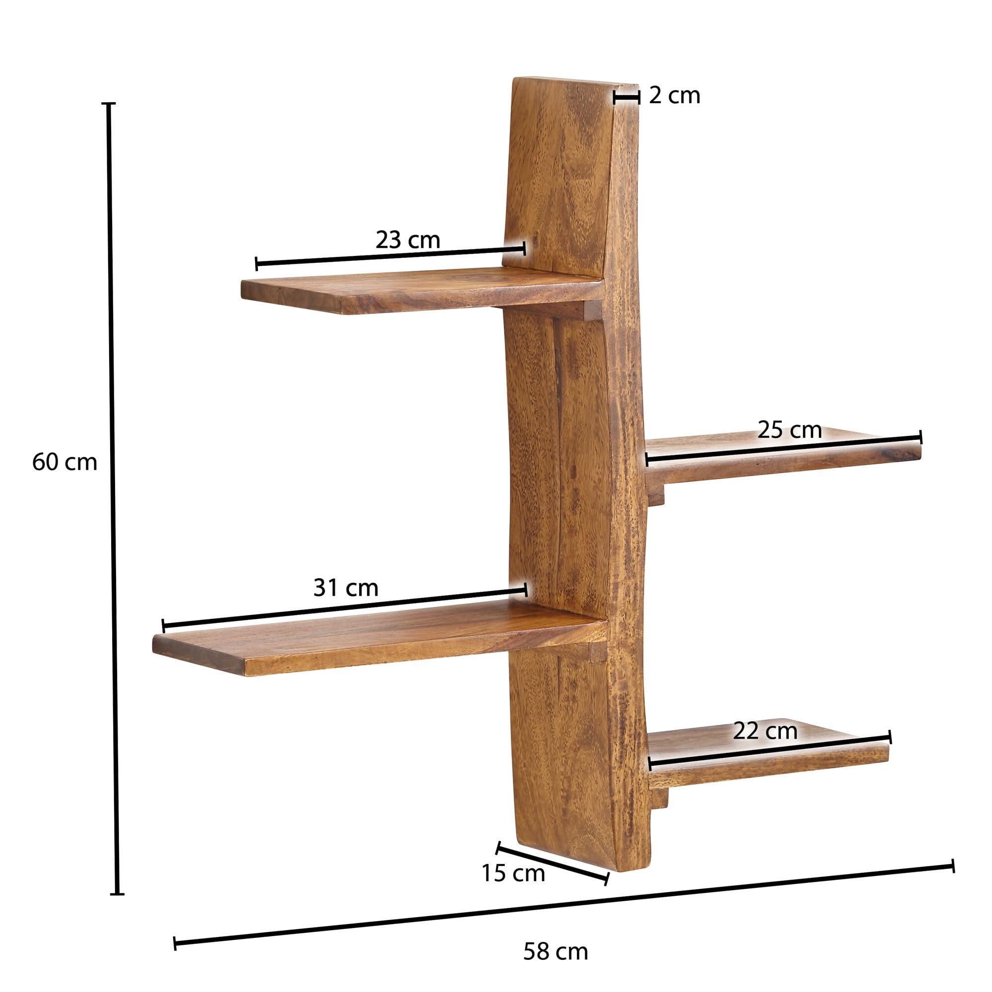 WOHNLING Étagère Mur. 58x15x60 cm Sheesham Massif