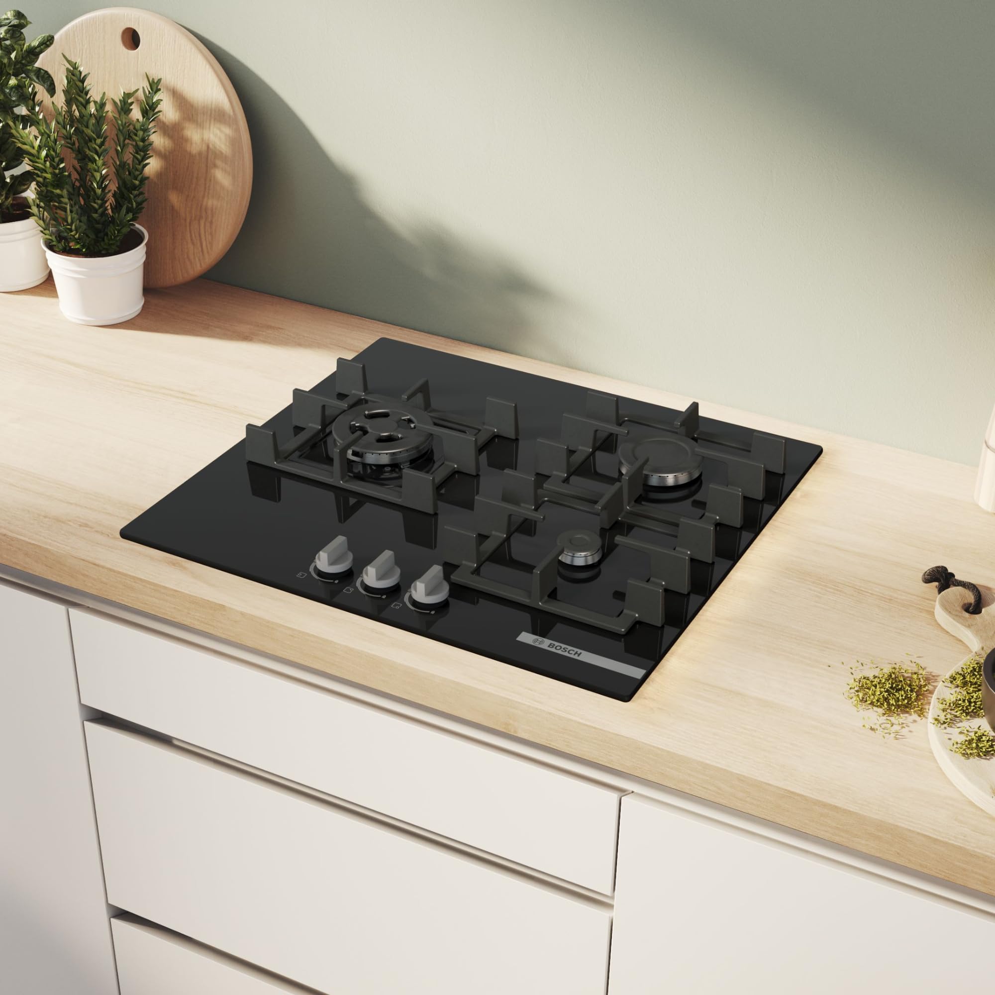 Bosch, Placa de gas, Serie 4, 60 cm, Seguridad GasStop, negro, PNC6B6K40 | Cocina con la tranquilidad de saber que el gas se corta si la llama se apaga.