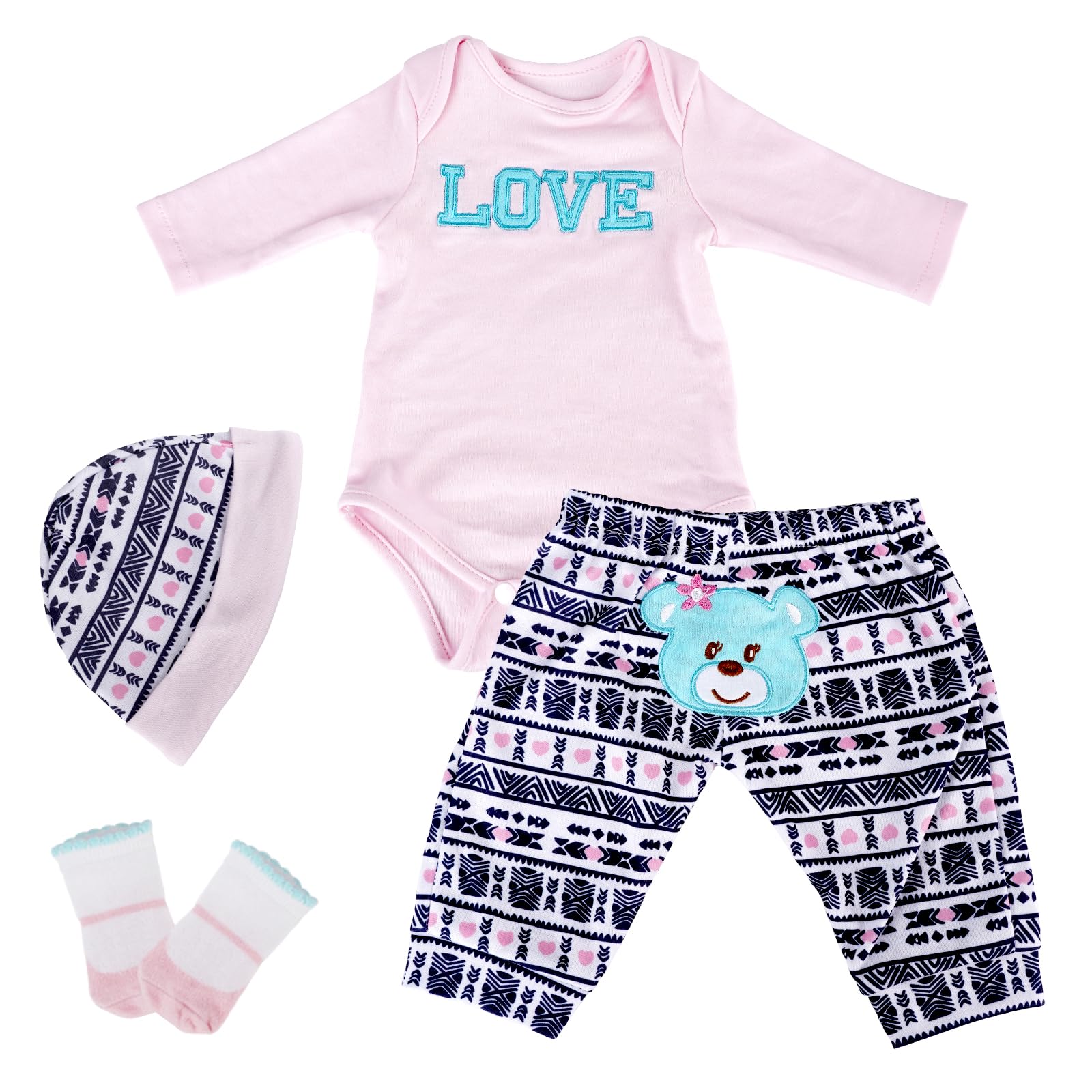 Reborn Baby Doll Clothes for 15-17 Inch Dolls Girl, Realistic Babydoll Alive Clothes Matching Outfits