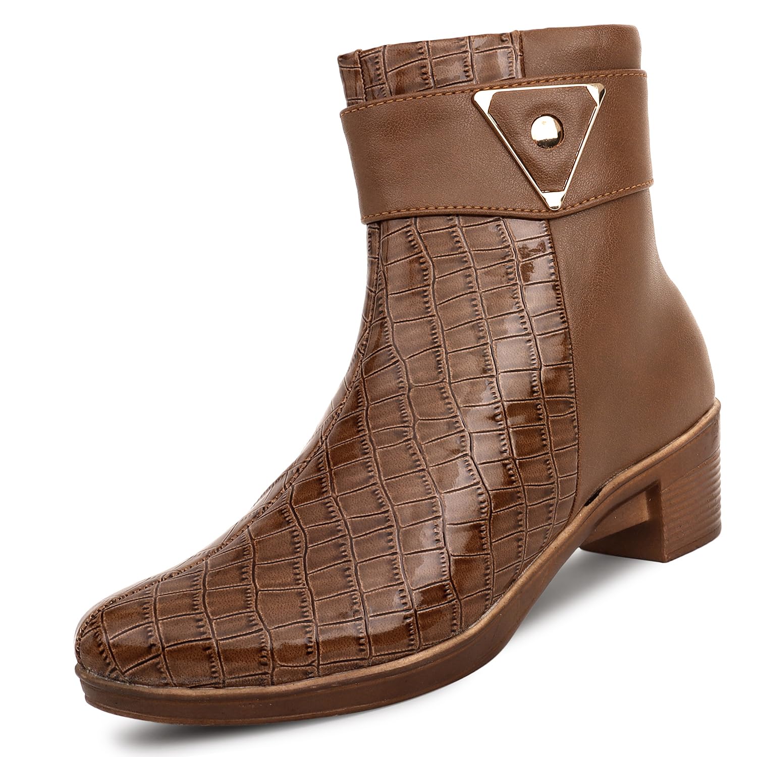 TRASE Boots for Women | Synthetic Leather, Trendy, Comfortable, Zipper Boots for Casual, Outdoor and Holiday Outings - Brown, 8 UK (B09LRF4FM8) Amazon Price History, Amazon Price Tracker