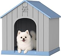 Warmnestforpets Fancyango Weatherproof Dog House for Small Medium Dogs - Outdoor Indoor Elevated Floor Vents Easy Assembly Blue 26x24x26"