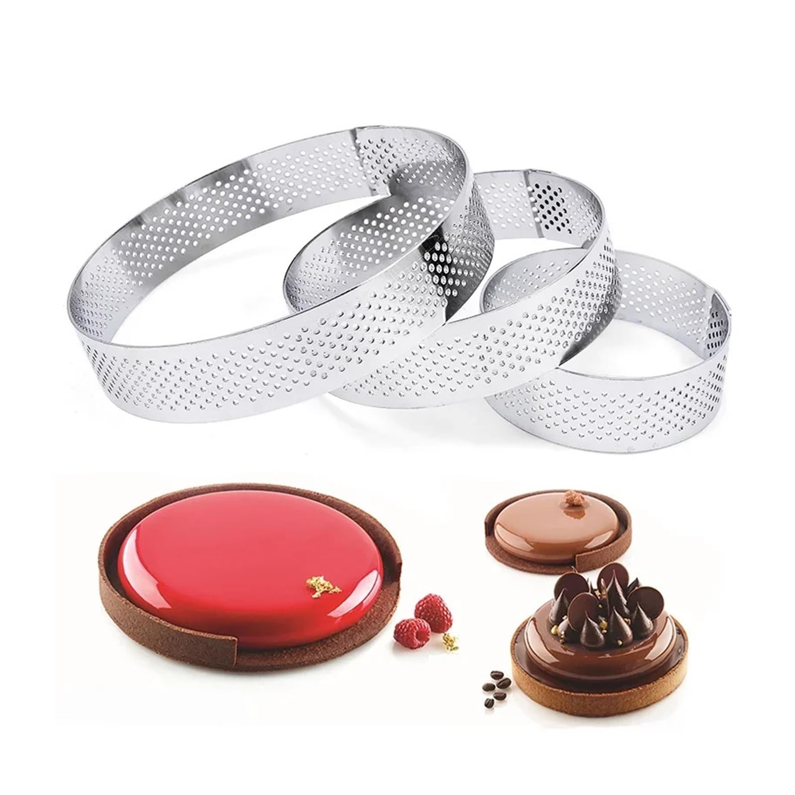 Genérico 6 8 10 CM Tartaleta De Anillo Molde Tarta Acero Inoxidable(8PCS 6CM)