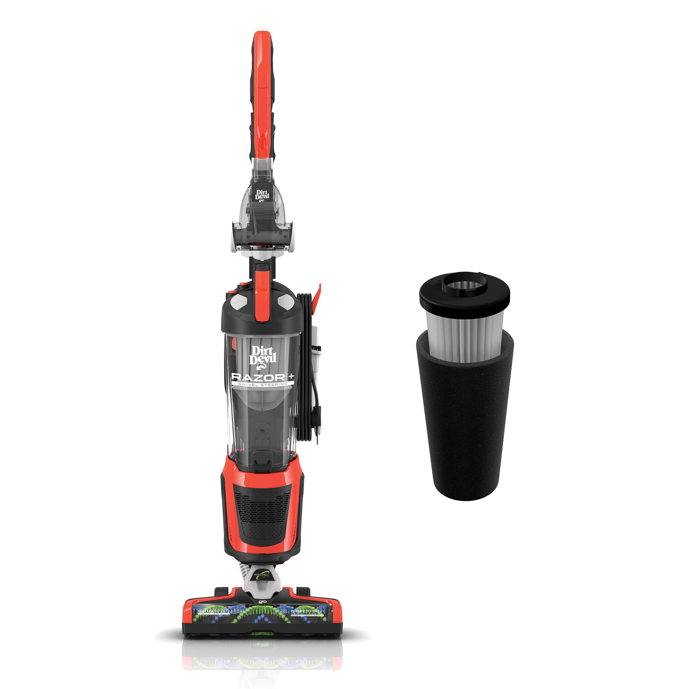 Photo 1 of Dirt Devil Razor Steerable Bagless Upright Vacuum with Dirt Devil Endura Filter, Odor Trapping Replacement Filter Razor Vacuum + Filter