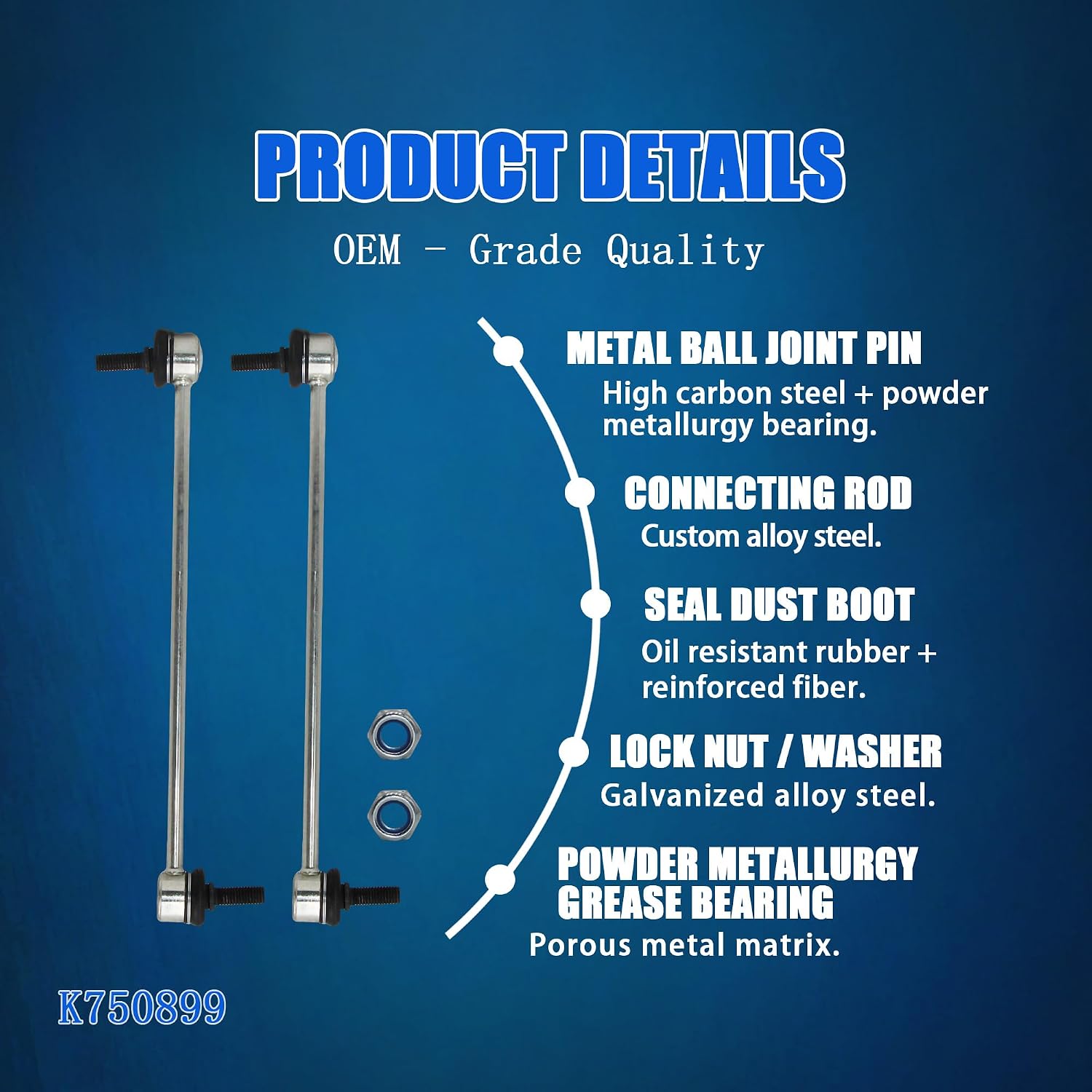 2 Pack K750899 Front Sway Bar Stabilizer Link Compatible with Chry.sler Pacifica 2017-2025, Voyager 2020-2025, Grand Caravan 2021-2025, Replace# 68313384AA 2653491 MS258137