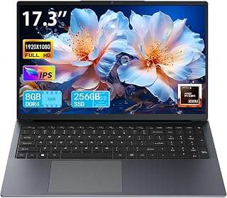 17 Inch Laptop with Ryzen 5, 8GB RAM, 256 GB SSD, FHD IPS Display, Backlit Keyboard, Webcam,RJ45, Dual Wi-Fi, Bluetooth 5.0, HDMI, USB 3.0, Type-C Full Function