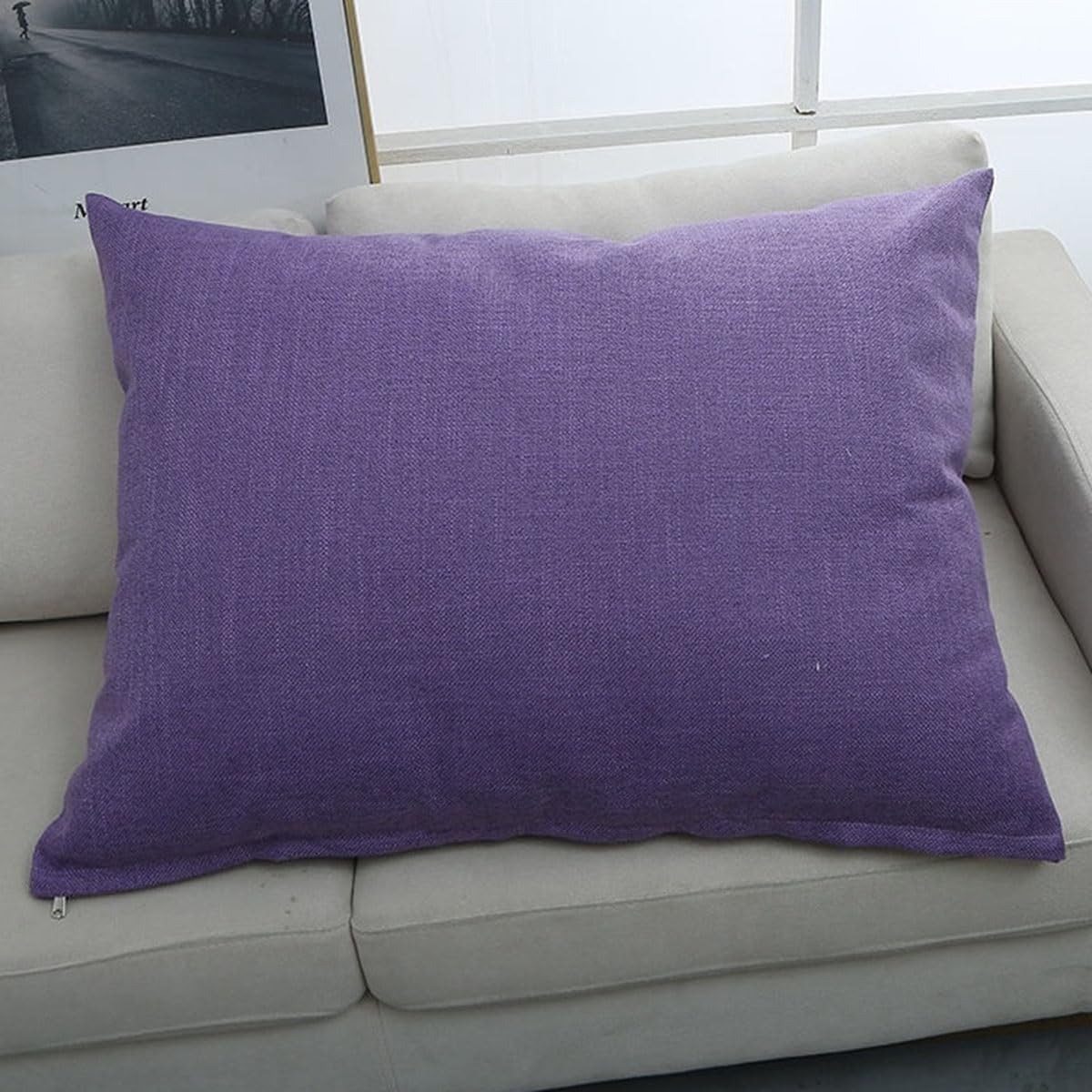 Swj-Swjssb Light Purple Throw Pillow Covers Linen Pillow Covers With Zipper Cotton Decorative Pillows Rectangle Cushion Covers Farmhouse Boho Decor For Sofa Couch Bed Living Room ( Color : Size : 50X70 Cm )