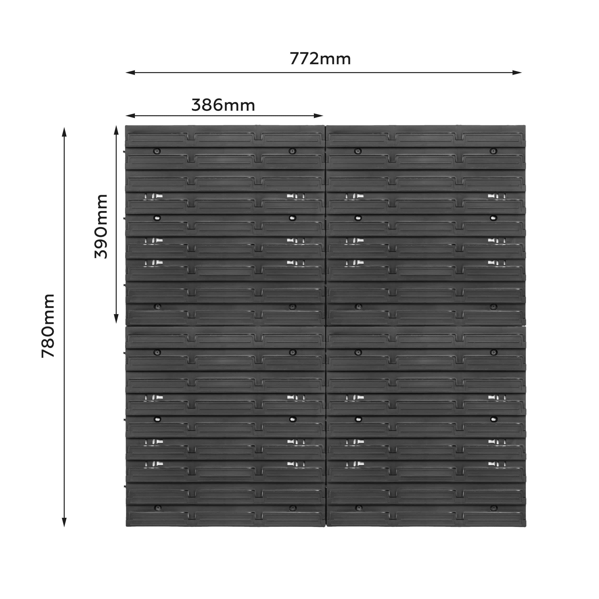 Système de stockage d'étagères d'atelier | 78 x 78 cm | 36 pièces. Boîte | Étagère murale avec boîtes empilables – Plaques murales extra fortes Étagère de rangement pour garage