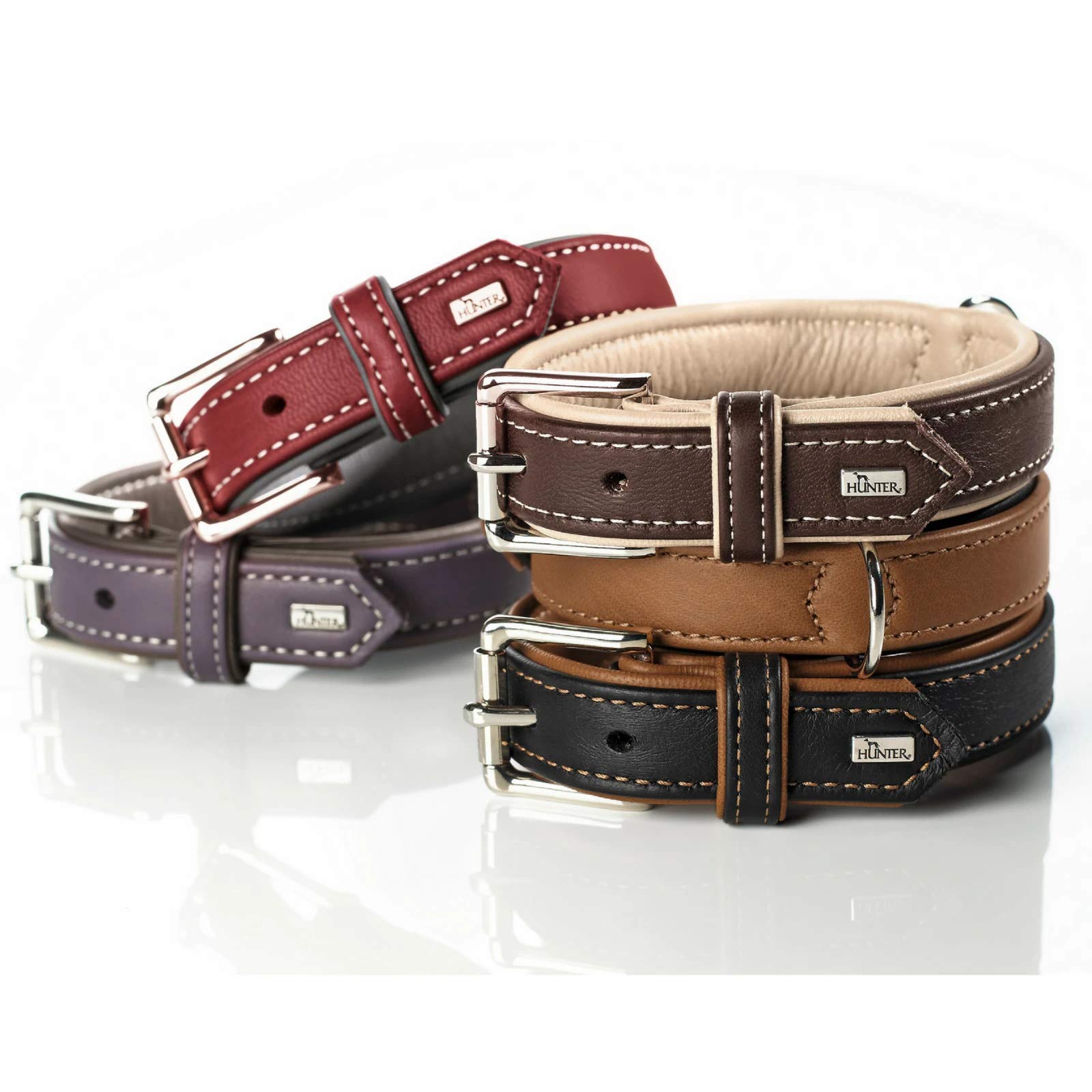 Hunter Soft Canadian Elk Leather Dog Collar, 65, Chilli/Mocca, 50