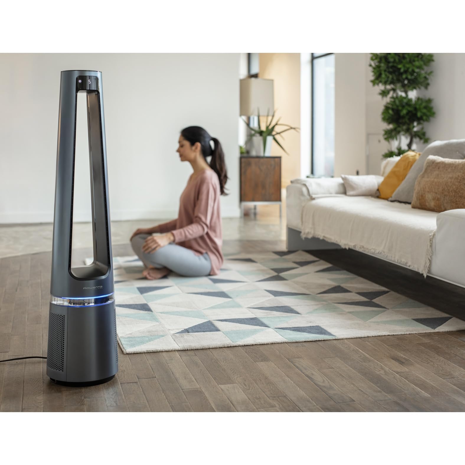 Rowenta Eclipse 2in1 Luftreinigungsventilator, Ventilator und Luftreiniger, bis zu 99,95% der Feinpartikel, Luftstrom bis 8m, Oszillation, 12 Geschwindigkeiten, Nacht-Modus, QU5030F0