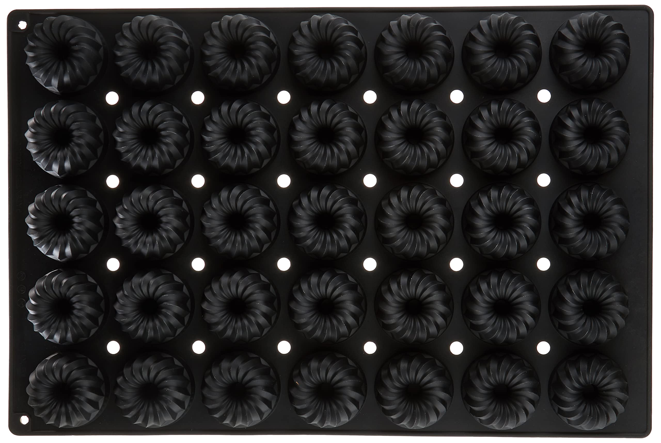 Lurch 67110 FlexiGastro Backform aus 100% BPA-freiem Platin Silikon 35er Minigugelhupf, schwarz, 60 x 40 cm, Gastronomie
