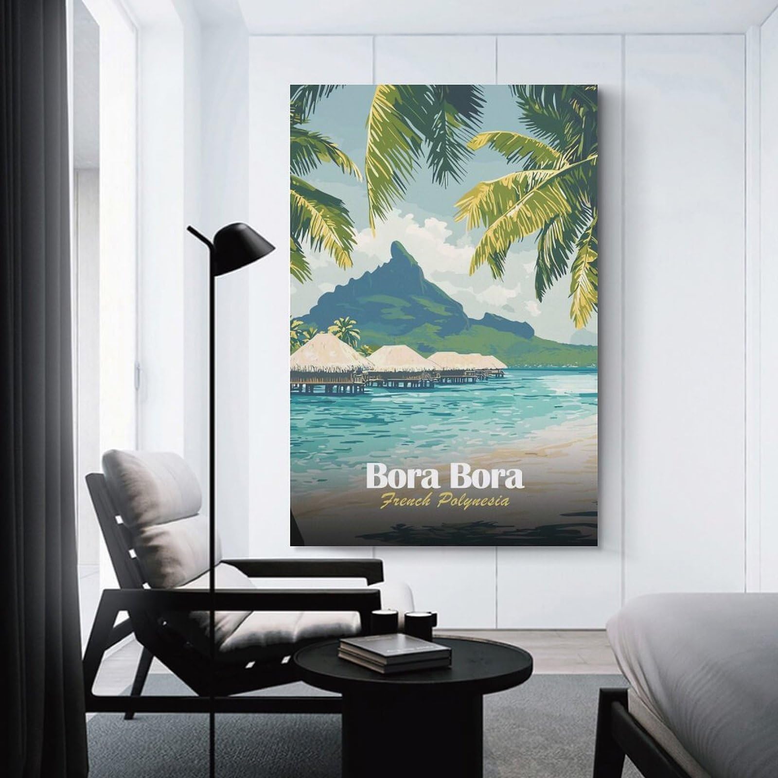 Junmoney Unframe-Style-24 Bora Bora French Polynesia Travel Canvas Art Print, 20X30inch(50X75cm), For Wall Displays, Bedrooms Or Room Updates, Home Wall Art For Statement Displays