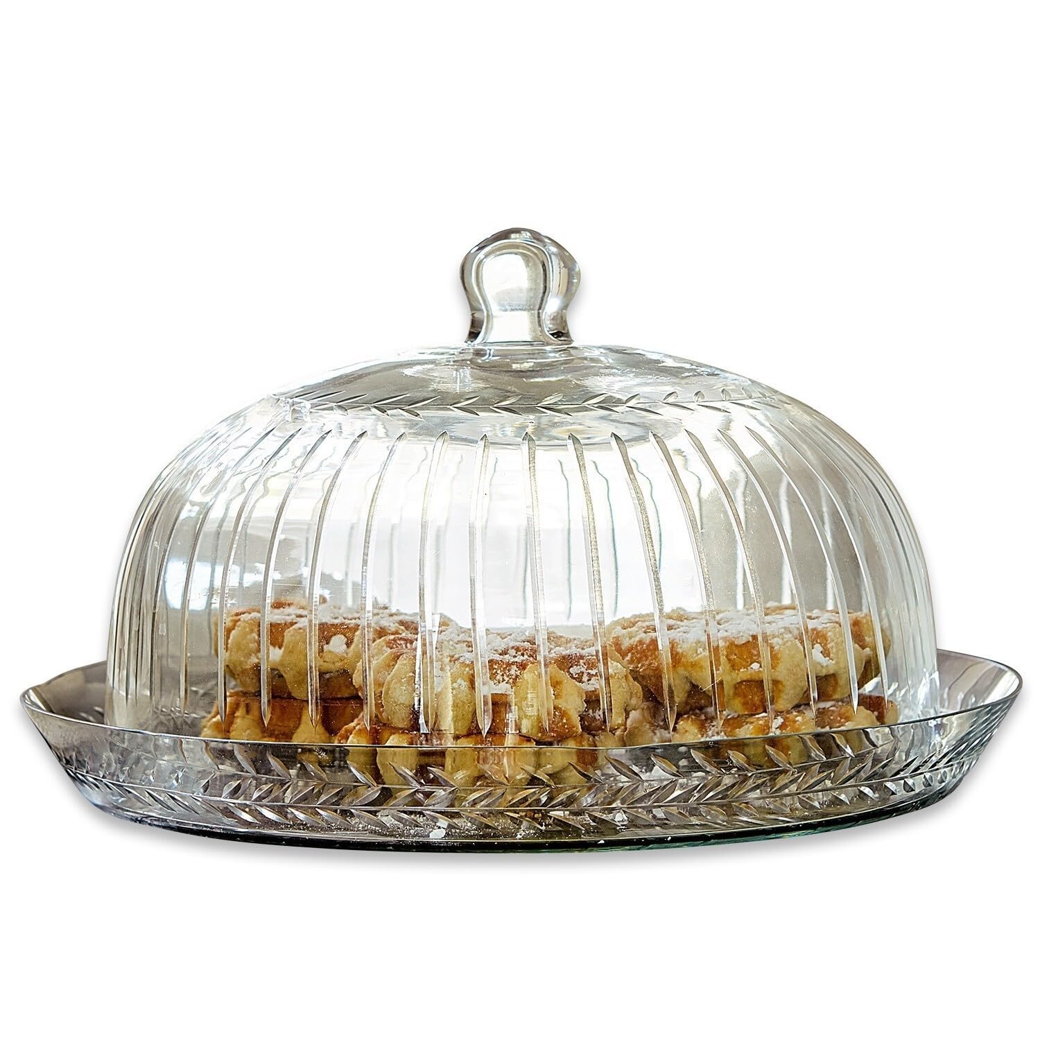 LOBERON Cloche en verre avec plateau Layla - verre - H/D env. 21/30 cm - transparent, transparent