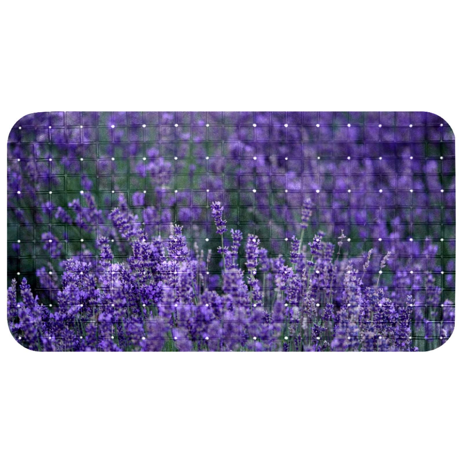 Alfombrillas de baño antideslizantes compactas de flores lavanda