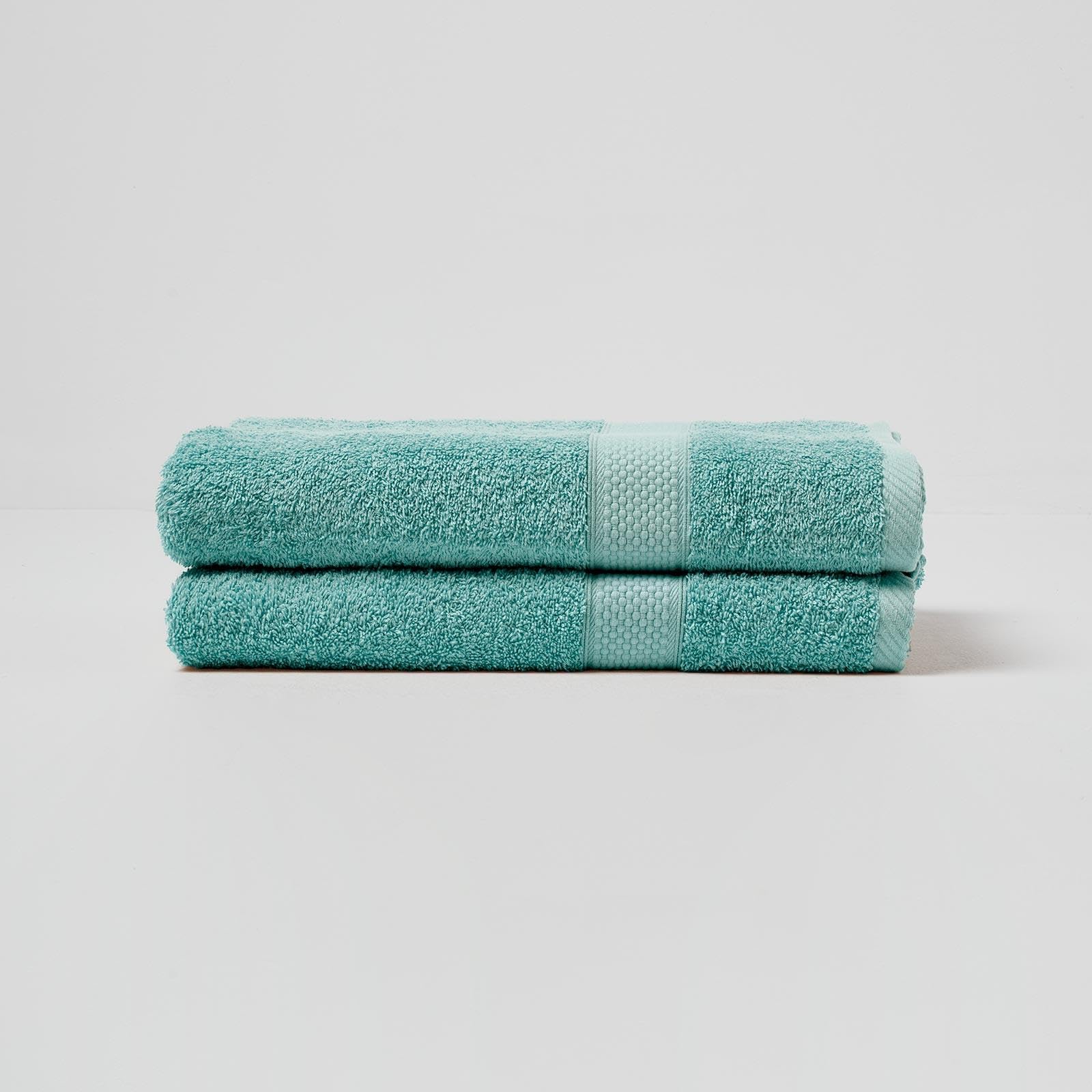 HOMESCAPES Sea Green Turkish Cotton Set of 2 Bath Towels Super Soft Thick & Absorbent 500 GSM Towel Heavy Weight for everyday Luxury