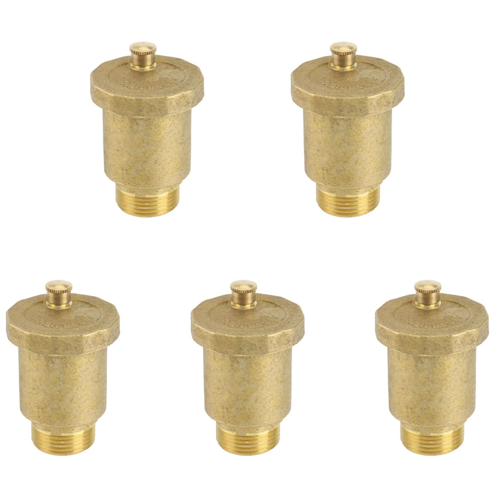5X Brass Automatic Air Vent Valve 3/4 Inch Male Thread for Solar Water Heater Pressure Relief Valve Tools Air Vent Valve